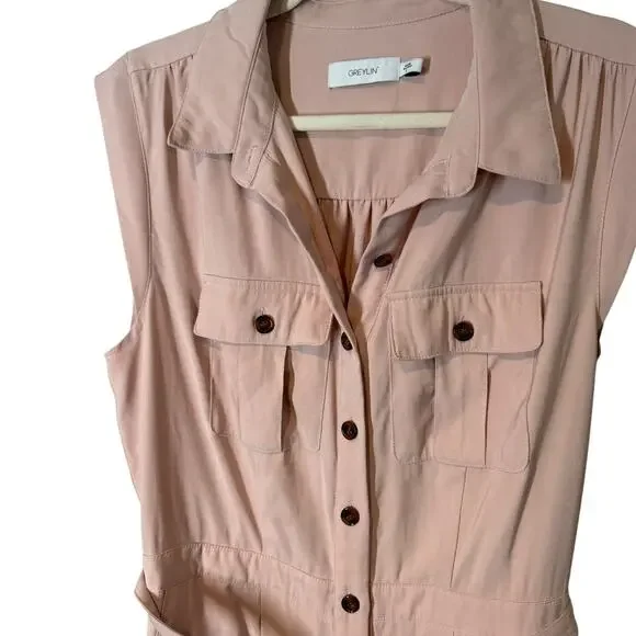 Greylin Haven Utility Jumpsuit Light Pink Large Boilersuit Coveralls One Piece‎ - Picture 3 of 7